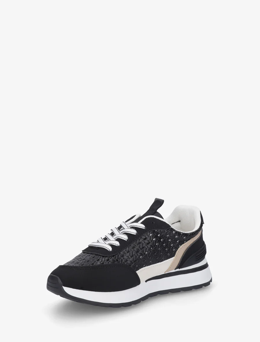 Sneakers met macramé-effect inzetstukken - Zwart - Image 3