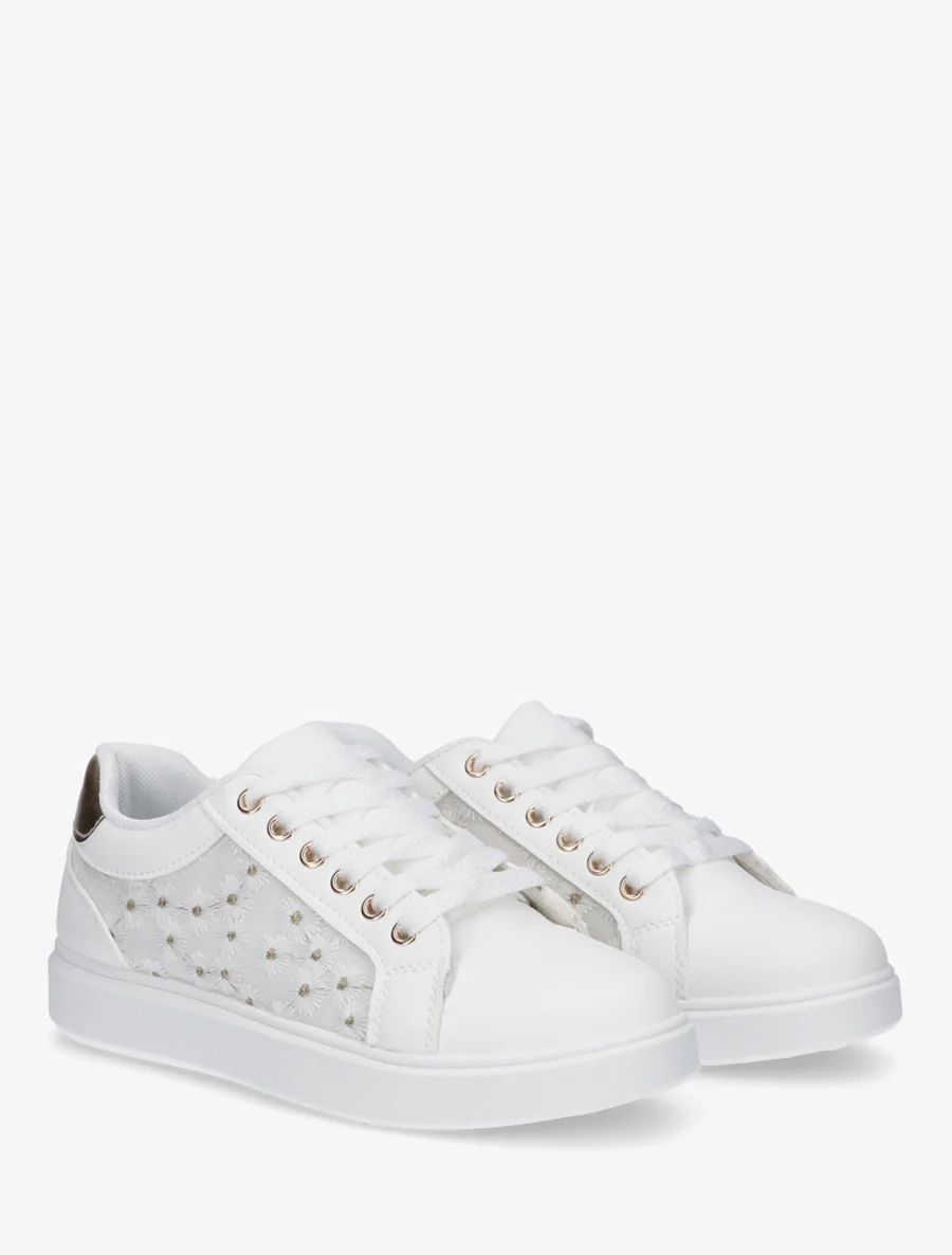 Sneakers met margrietmotief borduursel - Wit - Image 4
