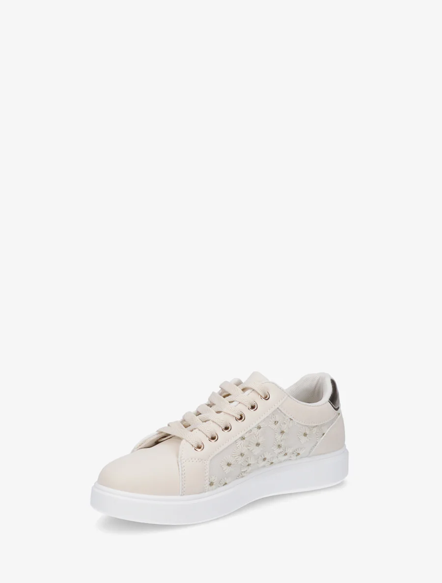 Sneakers met margrietmotief borduursel - Beige - Image 3