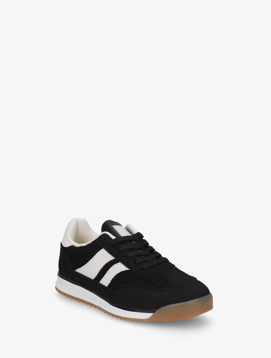 Sneakers met mesh-effect inzetstukken en contrasterende details. - Zwart - Image 2