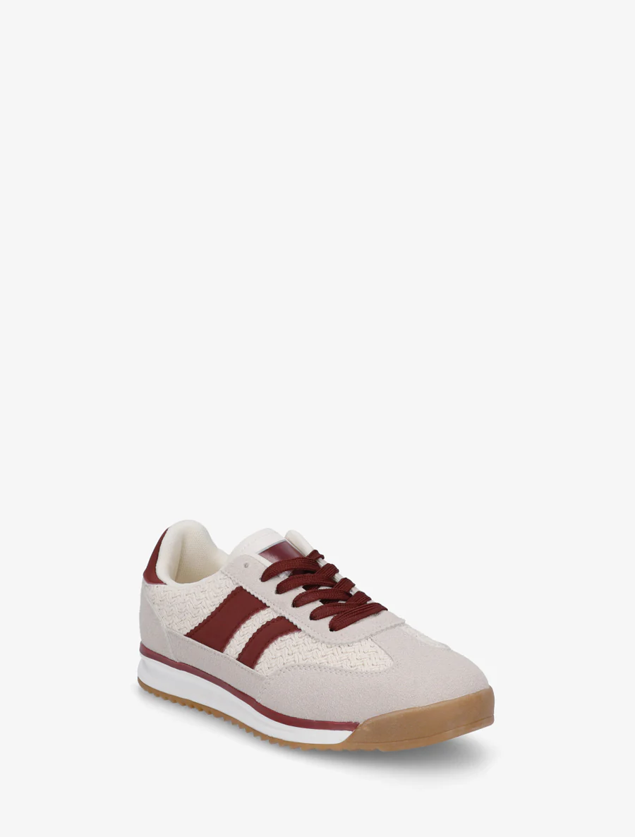 Sneakers met mesh-effect inzetstukken en contrasterende details. - Bordeaux - Image 2
