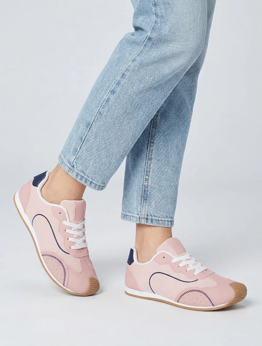 Sneakers met nubuck-effect textuur. - Roos - Image 5