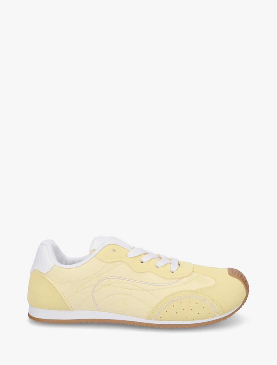 Sneakers met nubuck-effect textuur. - Geel