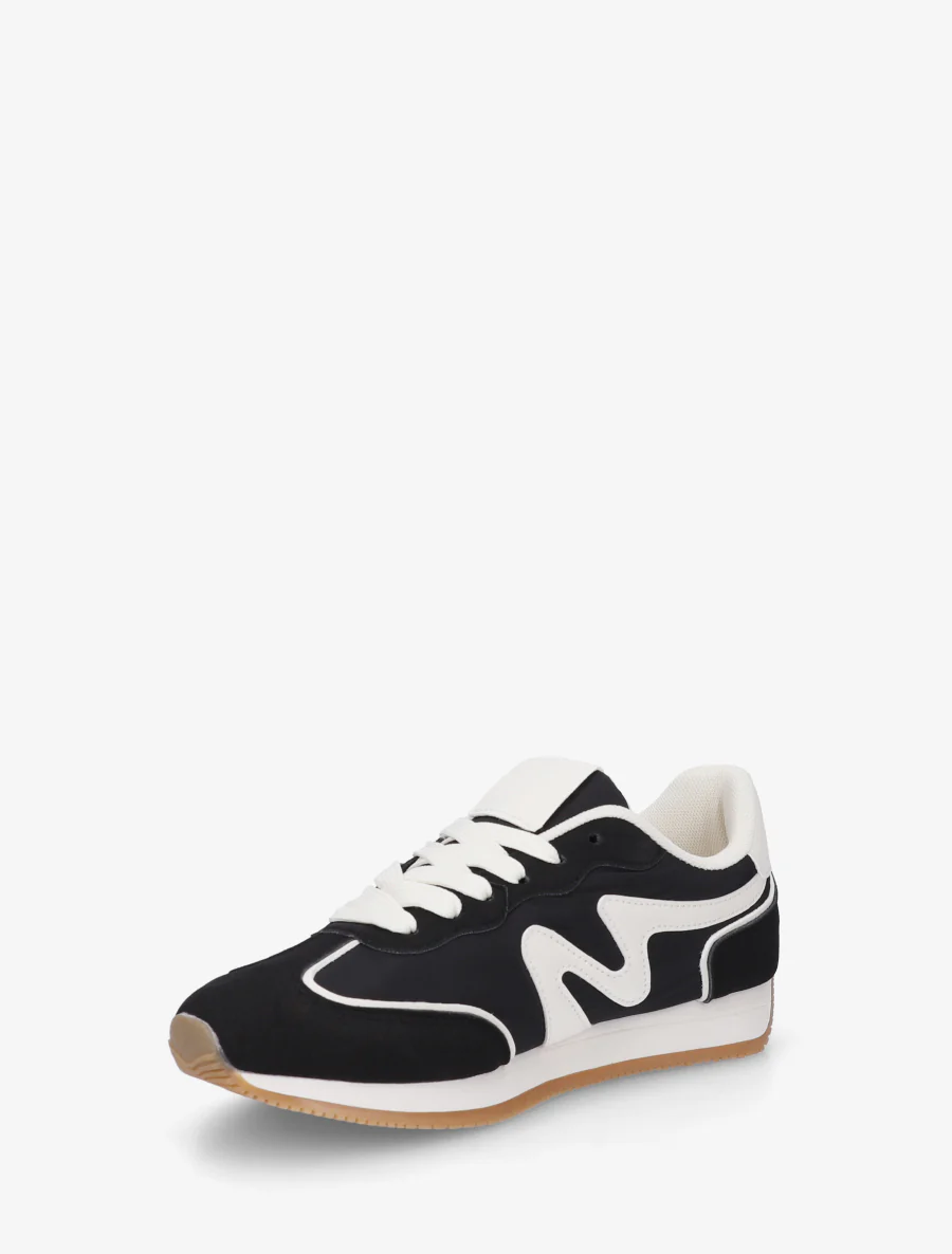 Sneakers met nubuck inzetstuk - Zwart - Image 3