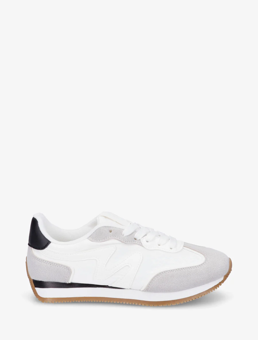 Sneakers met nubuck inzetstuk - Wit