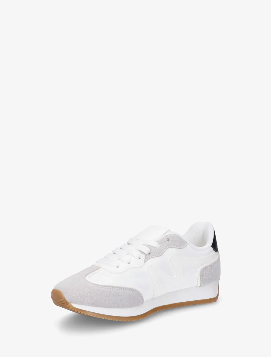Sneakers met nubuck inzetstuk - Wit - Image 3