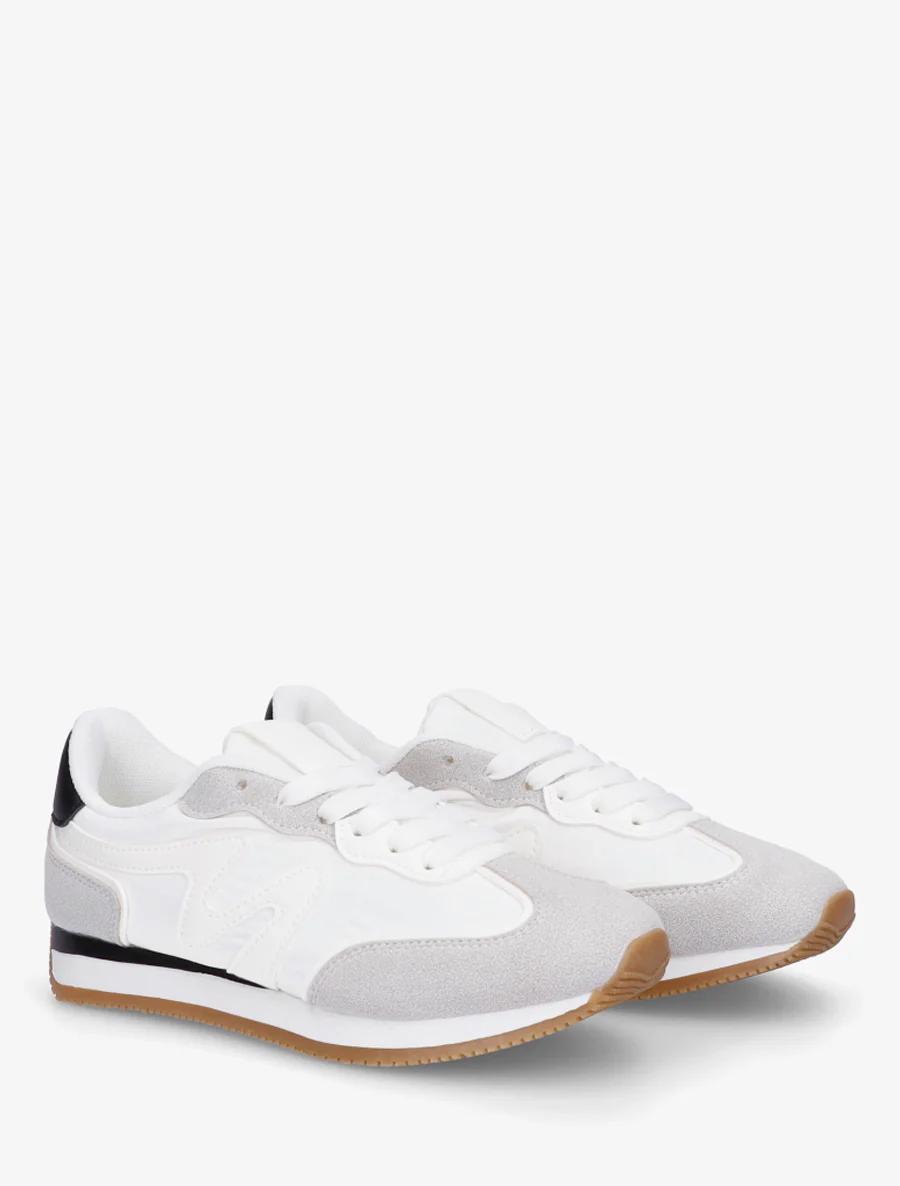 Sneakers met nubuck inzetstuk - Wit - Image 4