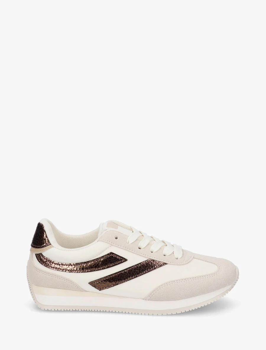Sneakers met parelmoeren inzetstukken - Beige