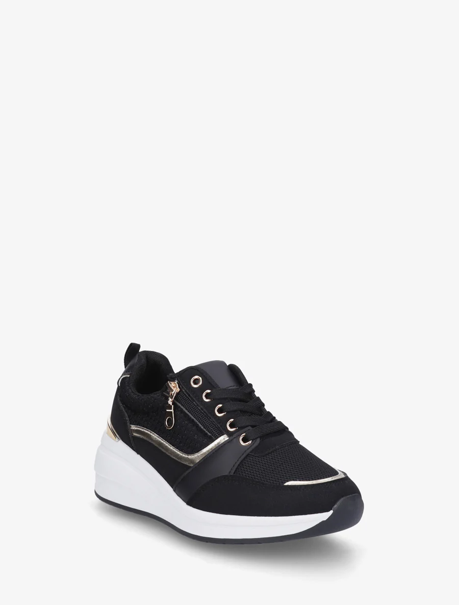 Sneakers met sleehak en ritssluiting - Zwart - Image 2