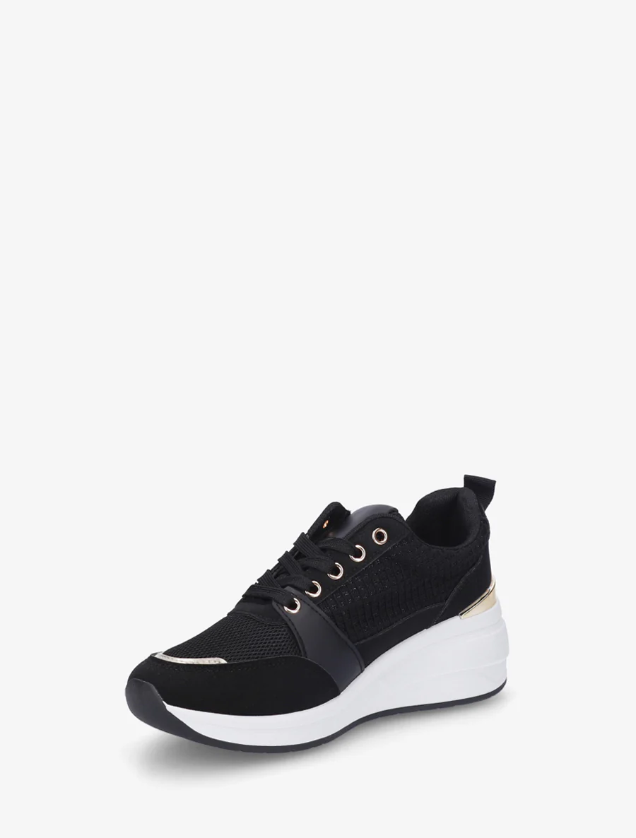 Sneakers met sleehak en ritssluiting - Zwart - Image 3