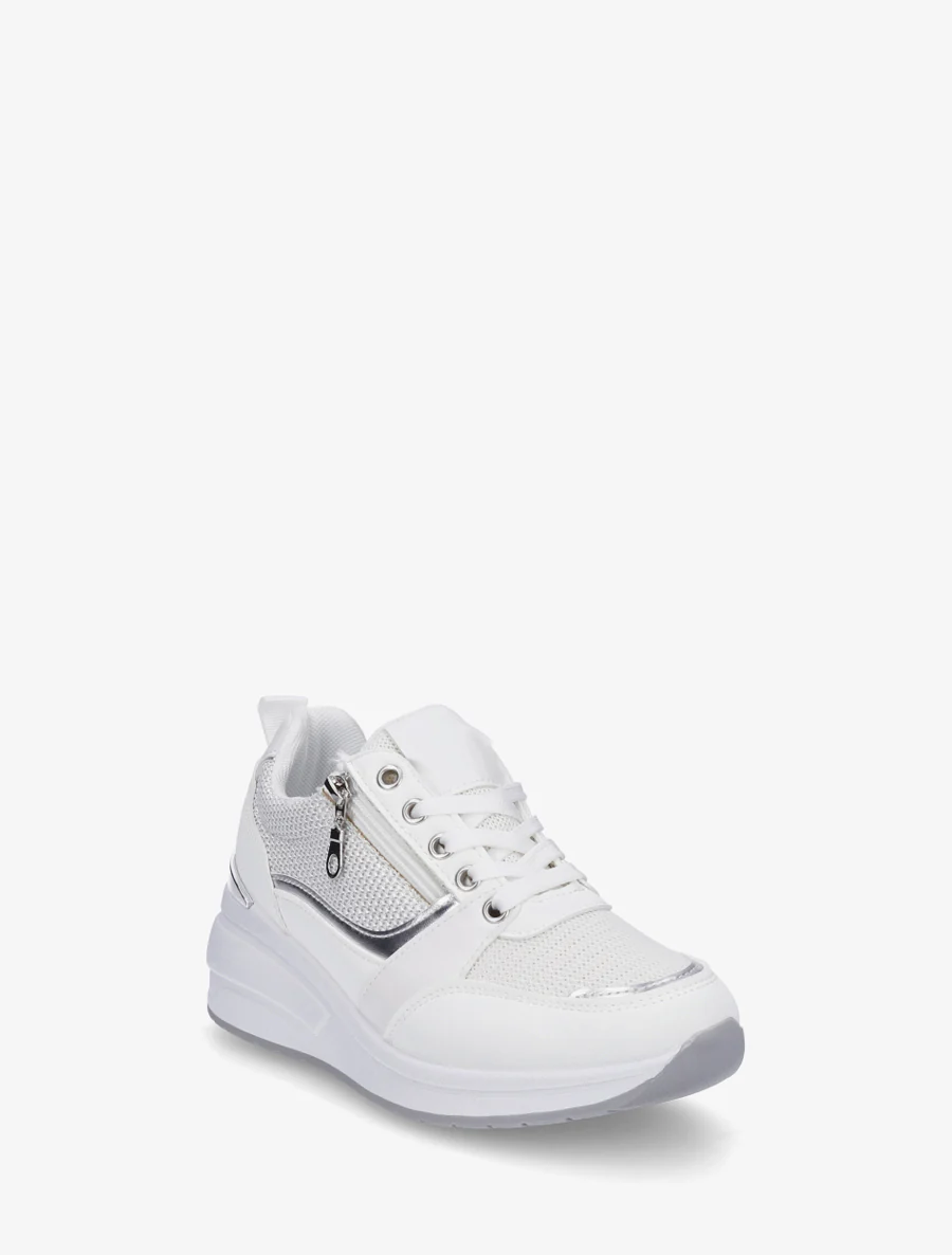 Sneakers met sleehak en ritssluiting - Wit - Image 2