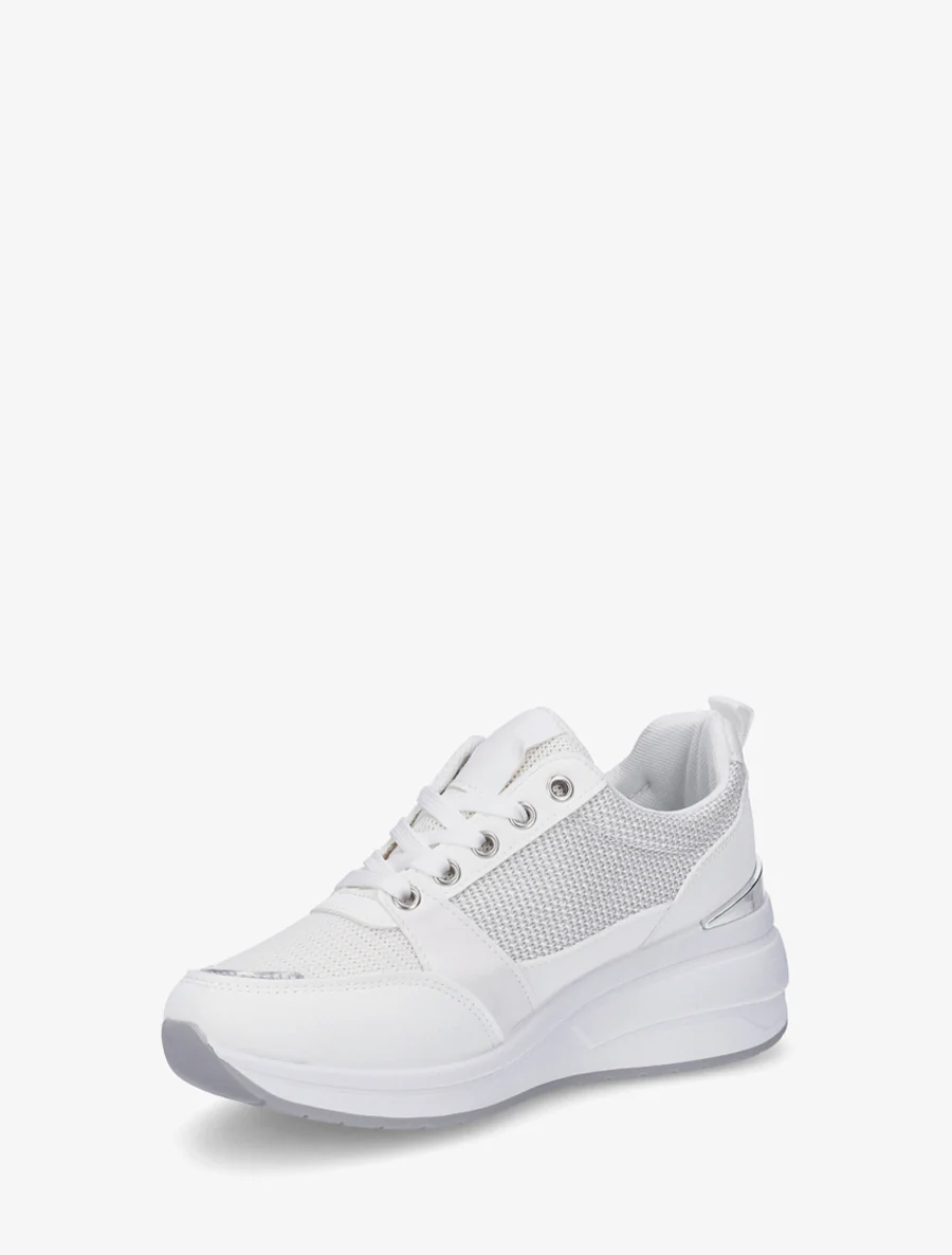 Sneakers met sleehak en ritssluiting - Wit - Image 3