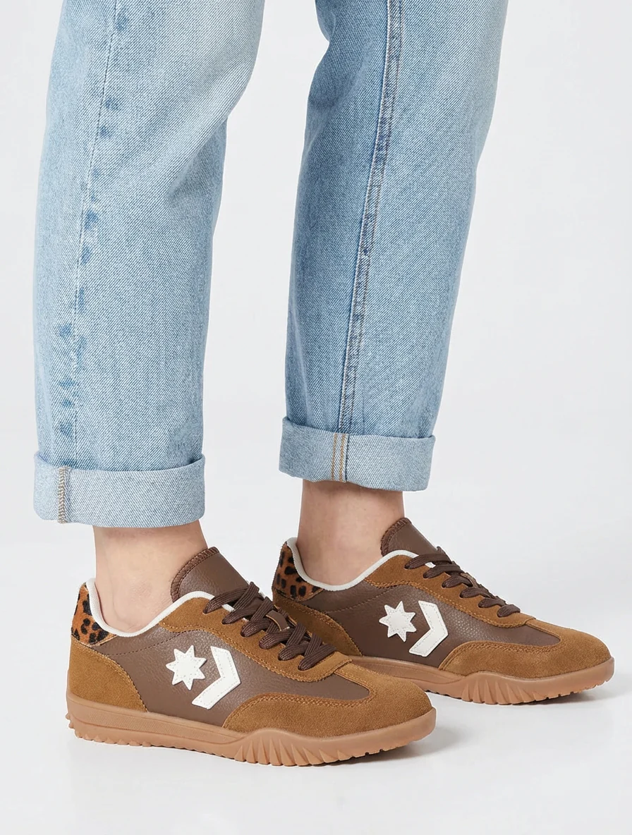 Sneakers met sterinzetstukken - Kameel - Image 5