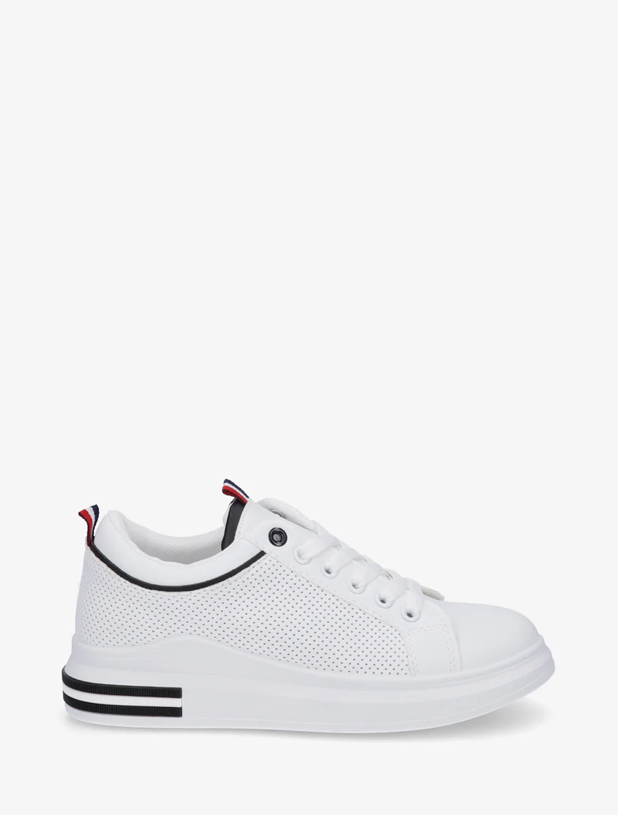 Sneakers met stippen in imitatieleer. - Wit/zwart
