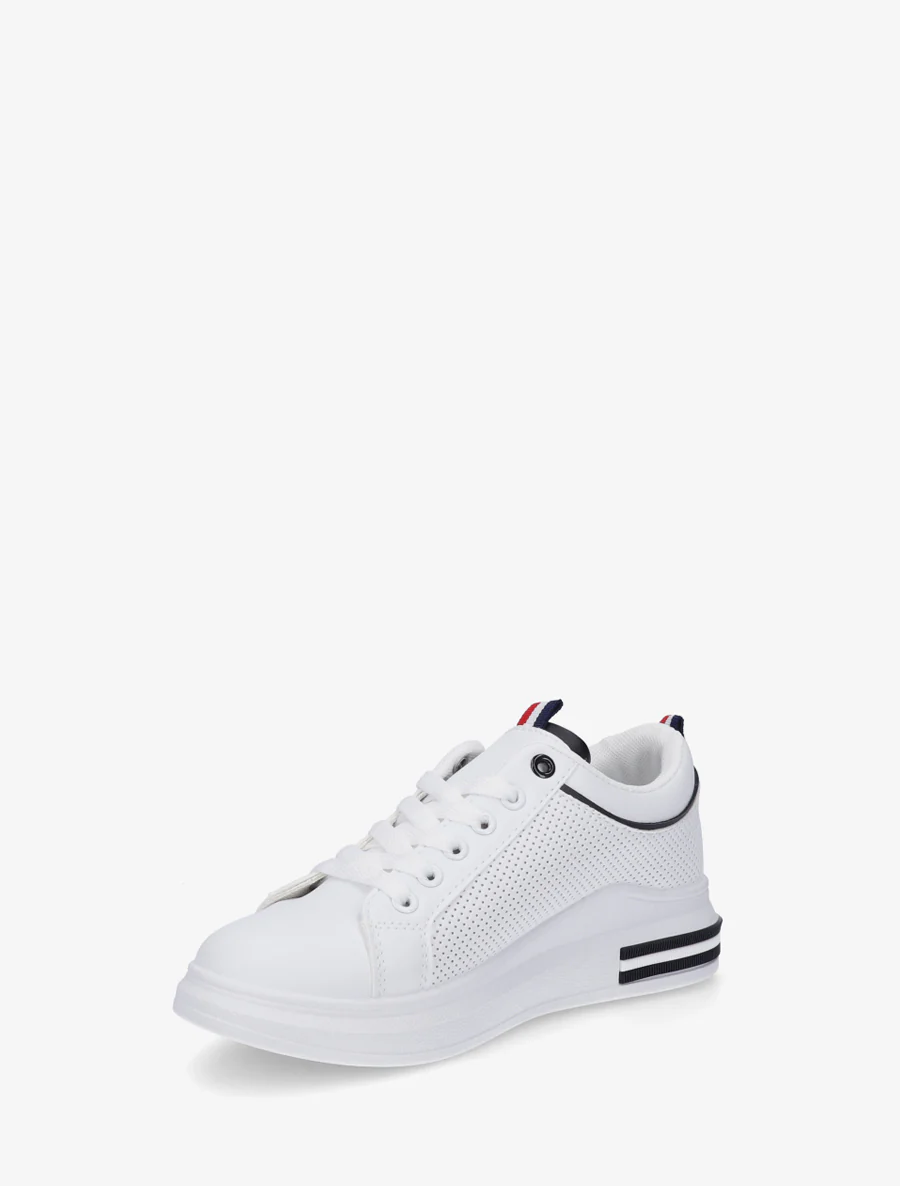 Sneakers met stippen in imitatieleer. - Wit/zwart - Image 3