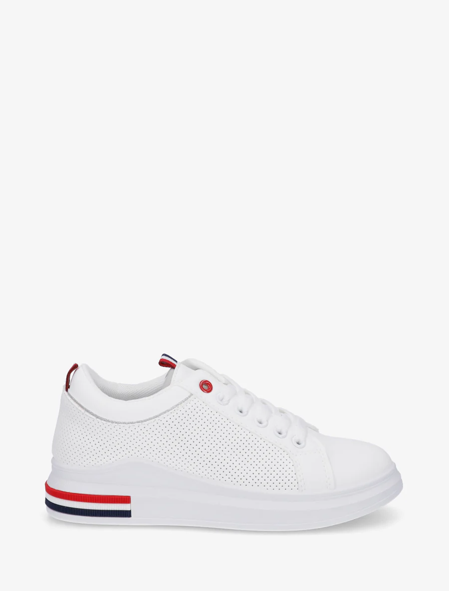 Sneakers met stippen in imitatieleer. - Wit