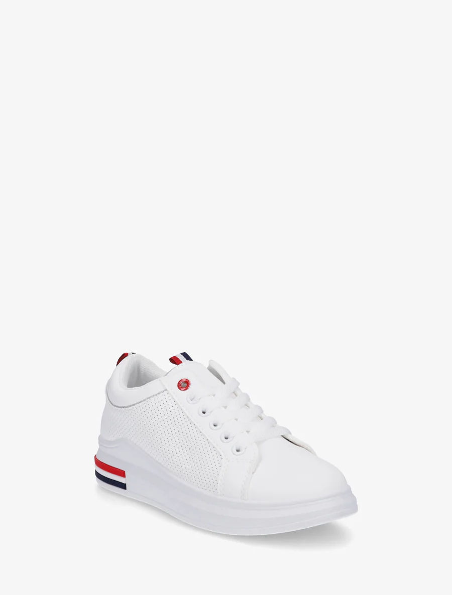Sneakers met stippen in imitatieleer. - Wit - Image 2