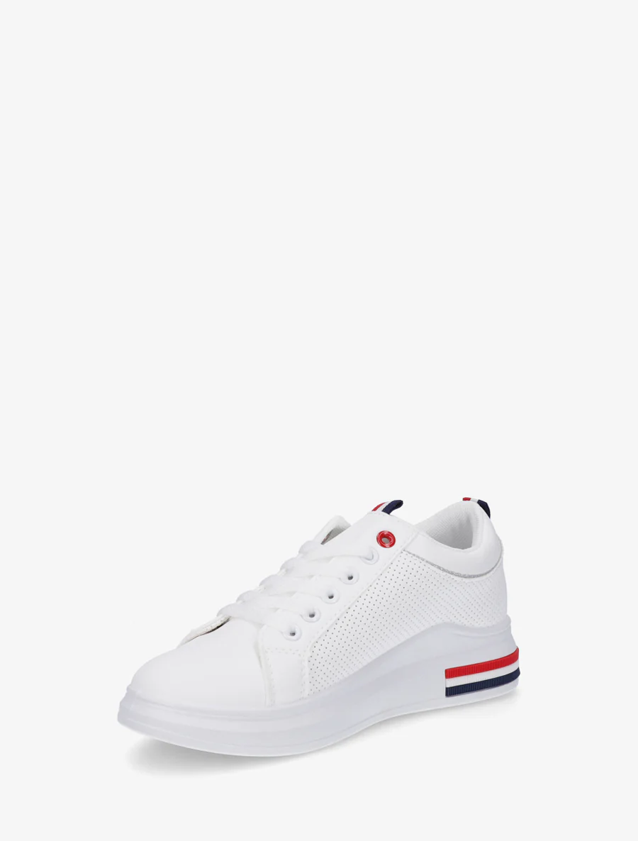 Sneakers met stippen in imitatieleer. - Wit - Image 3