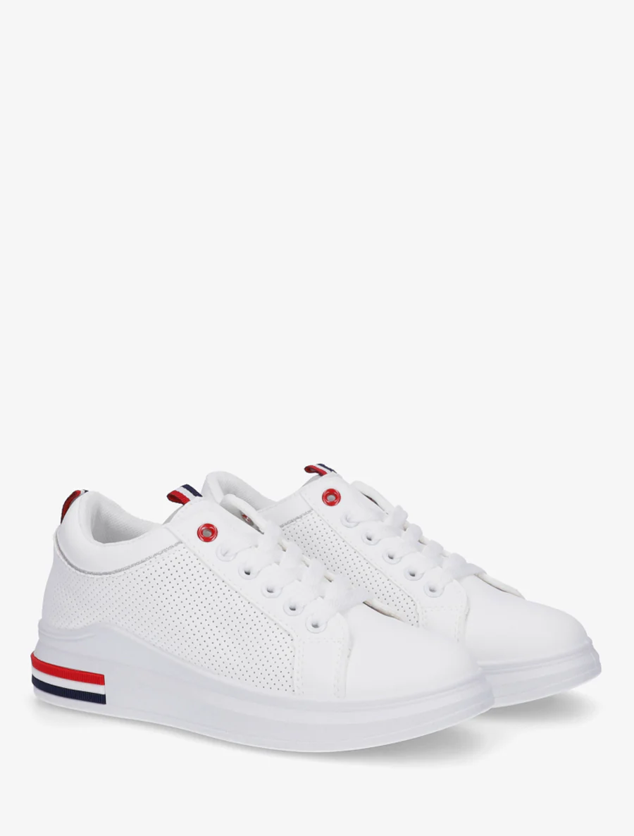 Sneakers met stippen in imitatieleer. - Wit - Image 4