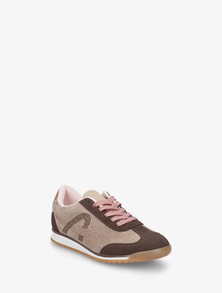 Sneakers met strass in suèdine - Bruin - Image 2