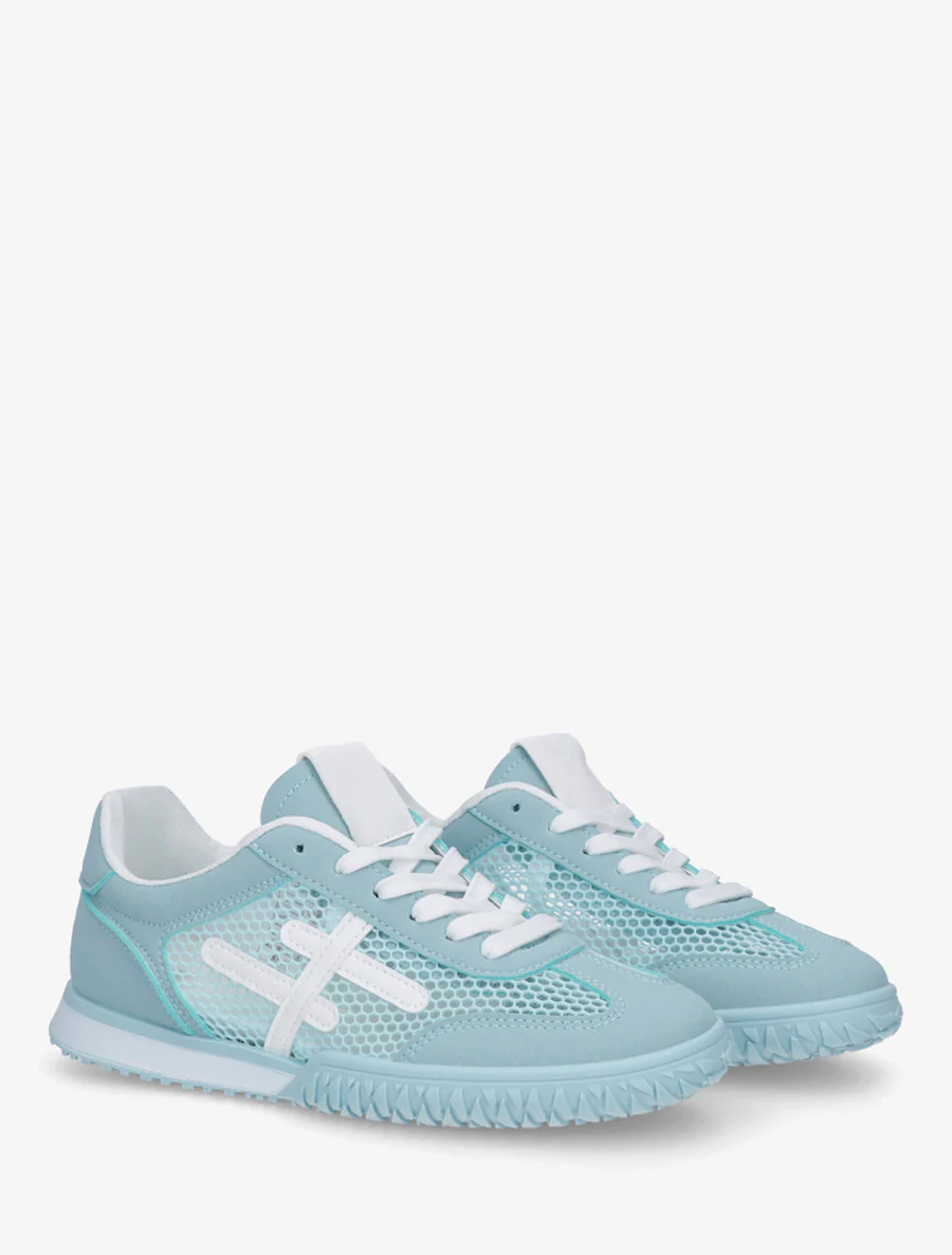 Sneakers met strepen en wafelstof. - Lichtblauw - Image 4