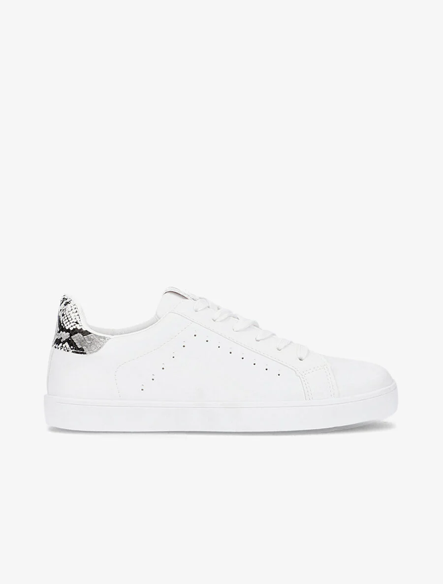Sneakers met tong en hielstuk bedrukt - wit/python