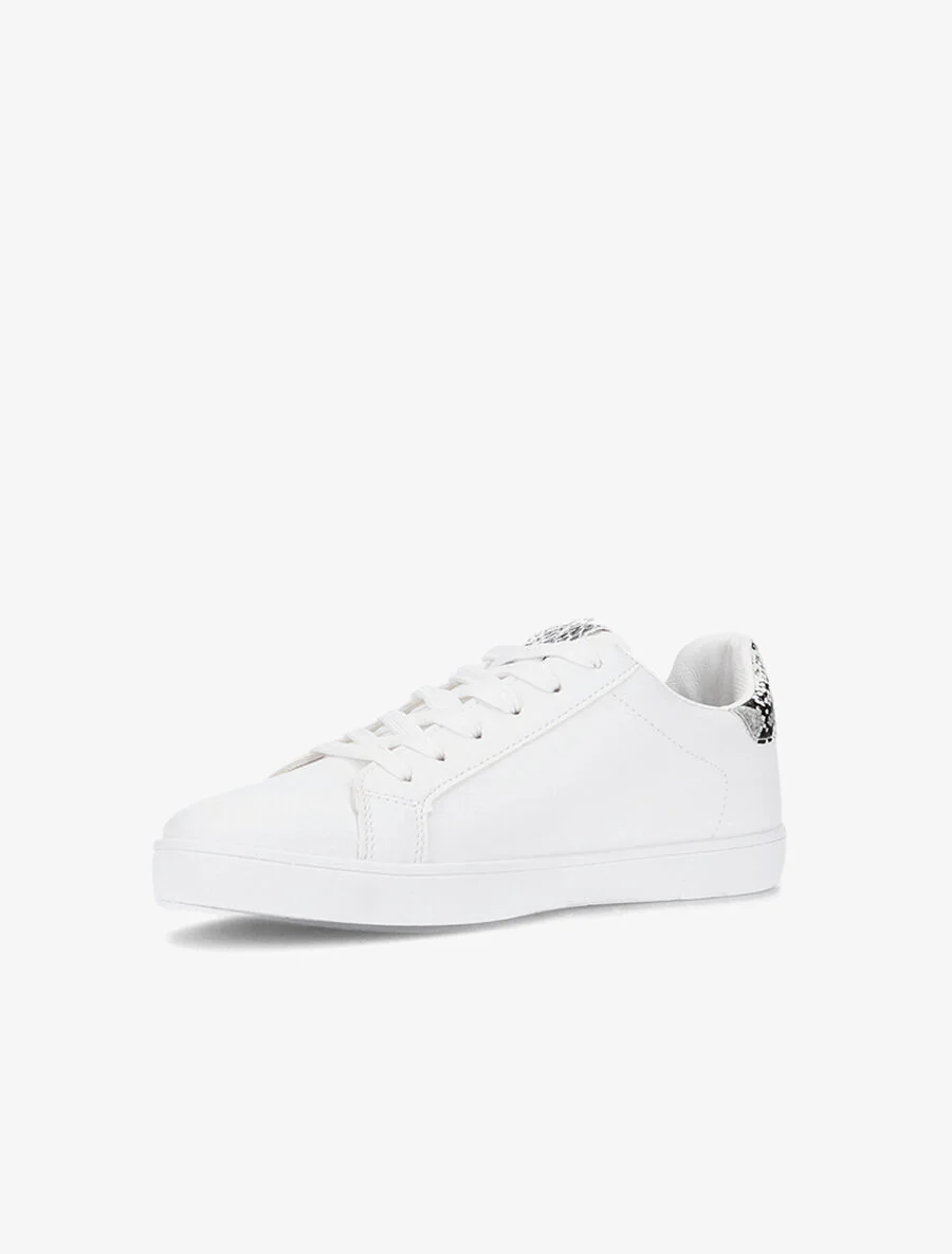 Sneakers met tong en hielstuk bedrukt - wit/python - Image 4