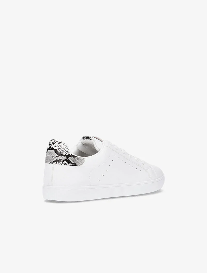 Sneakers met tong en hielstuk bedrukt - wit/python - Image 6