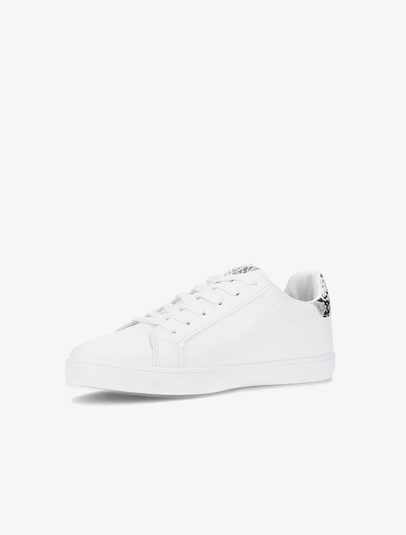 Sneakers met tong en hielstuk bedrukt - wit/python - Image 7