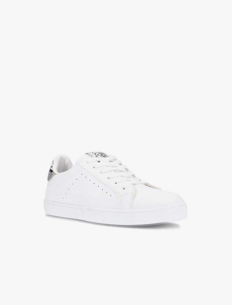 Sneakers met tong en hielstuk bedrukt - wit/python - Image 8