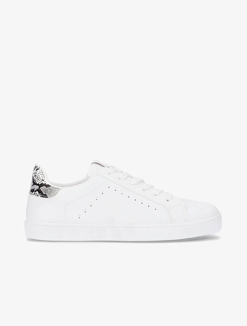 Sneakers met tong en hielstuk bedrukt - wit/python - Image 9