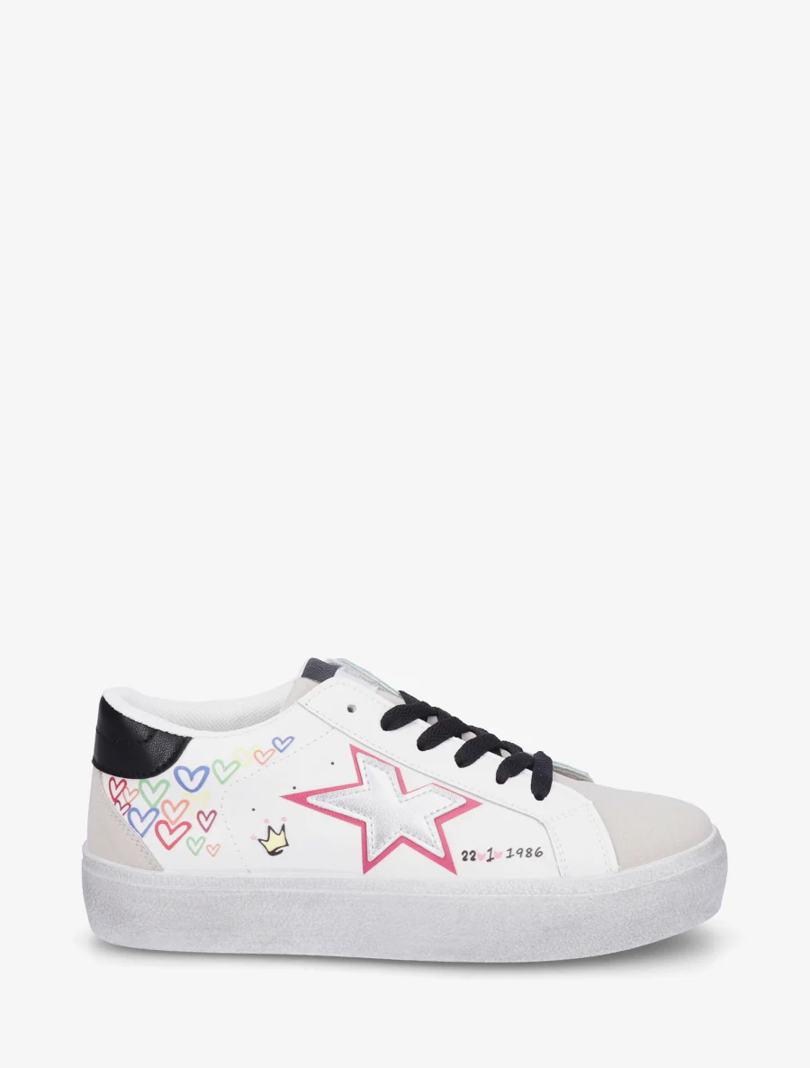 Sneakers met vintage-effect zool bedrukt - Grijs