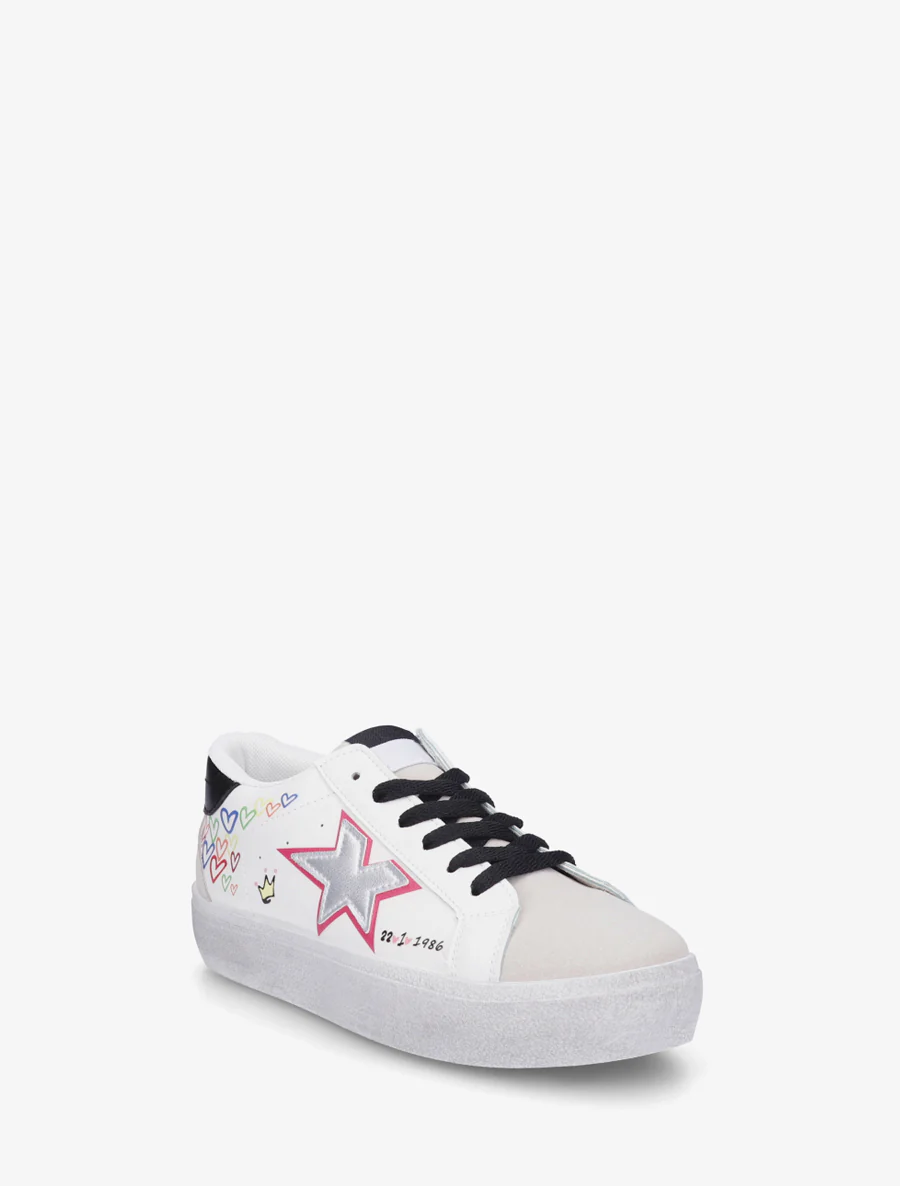 Sneakers met vintage-effect zool bedrukt - Grijs - Image 2