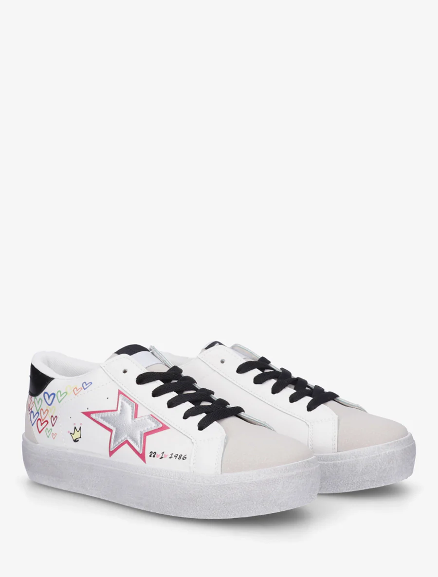 Sneakers met vintage-effect zool bedrukt - Grijs - Image 4