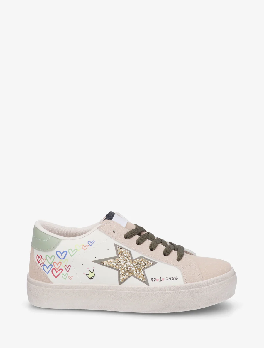 Sneakers met vintage-effect zool bedrukt - Groen