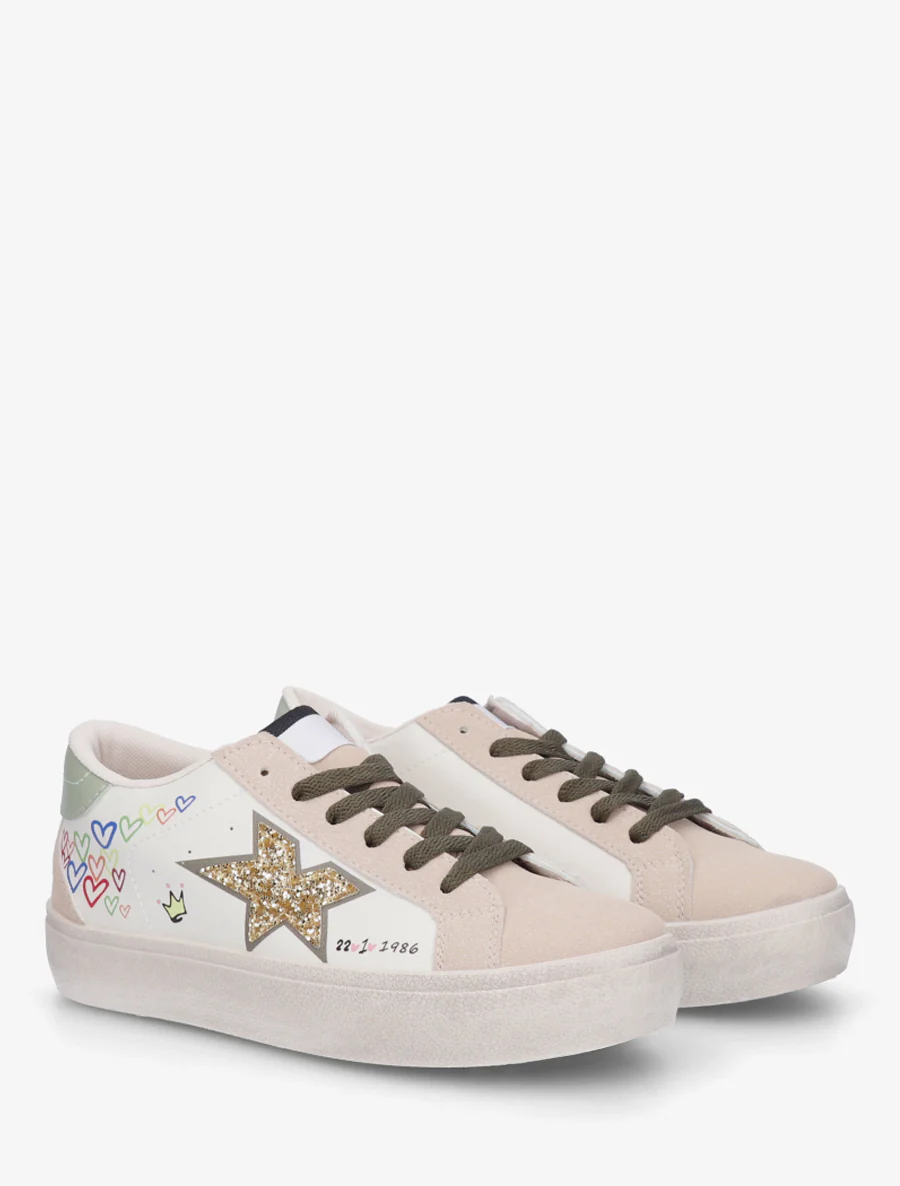 Sneakers met vintage-effect zool bedrukt - Groen - Image 4