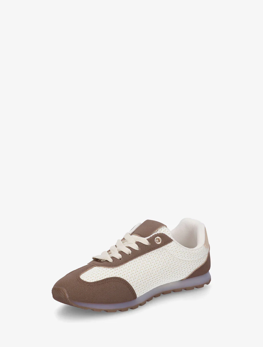 Sneakers van gestructureerde stof en suède. - Bruin - Image 3
