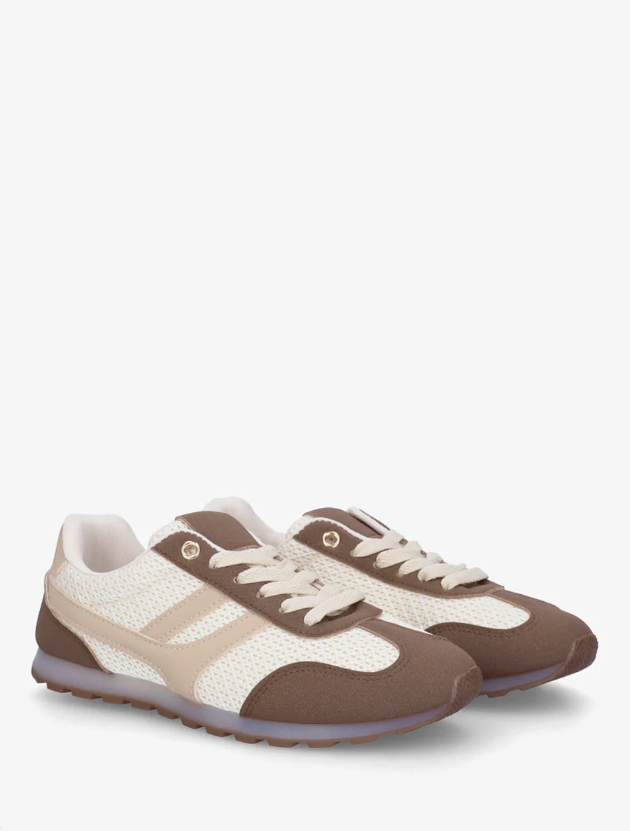 Sneakers van gestructureerde stof en suède. - Bruin - Image 4