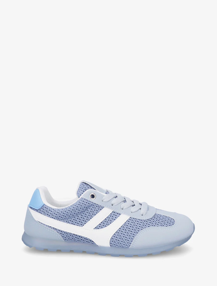 Sneakers van gestructureerde stof en suède. - Blauw