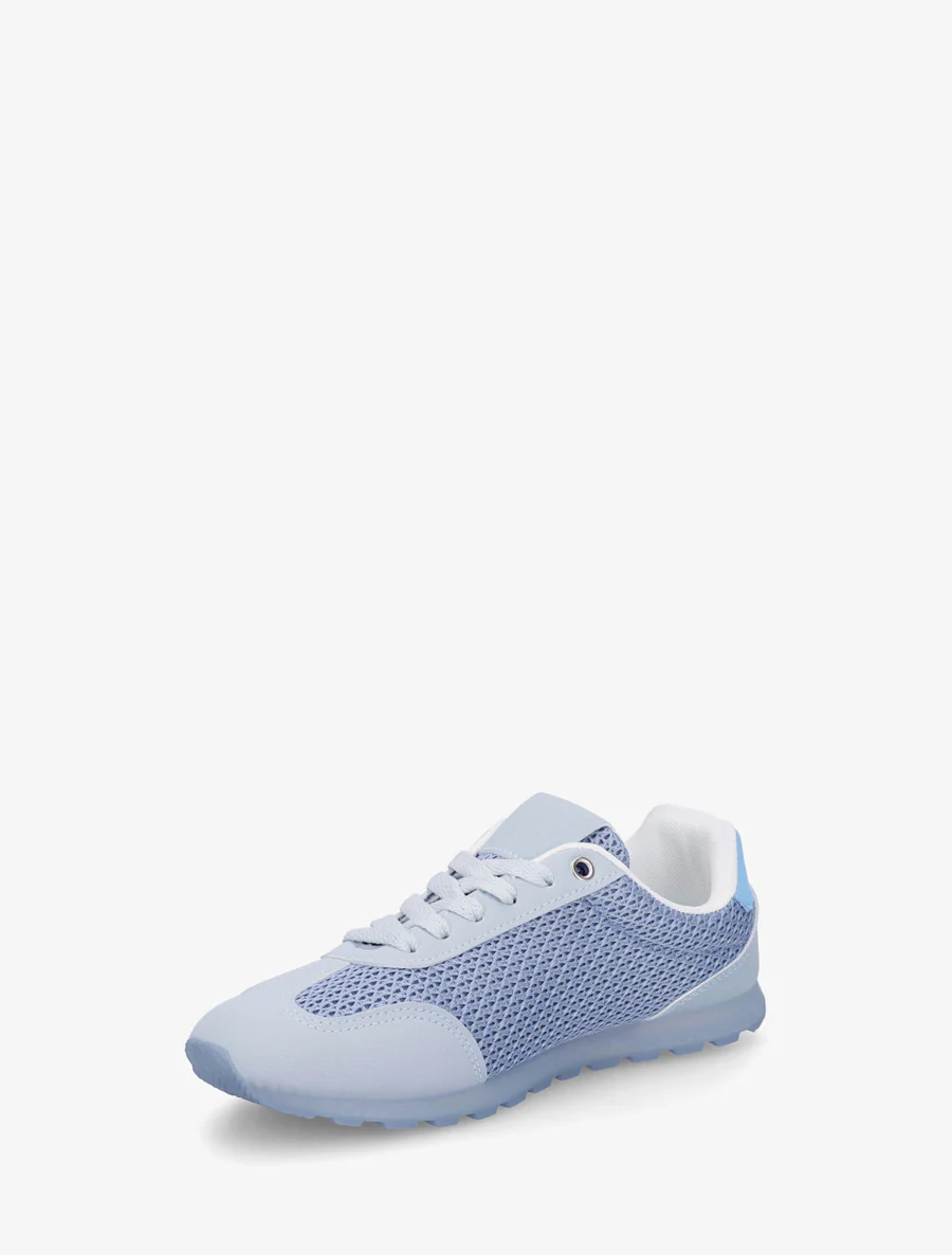 Sneakers van gestructureerde stof en suède. - Blauw - Image 3