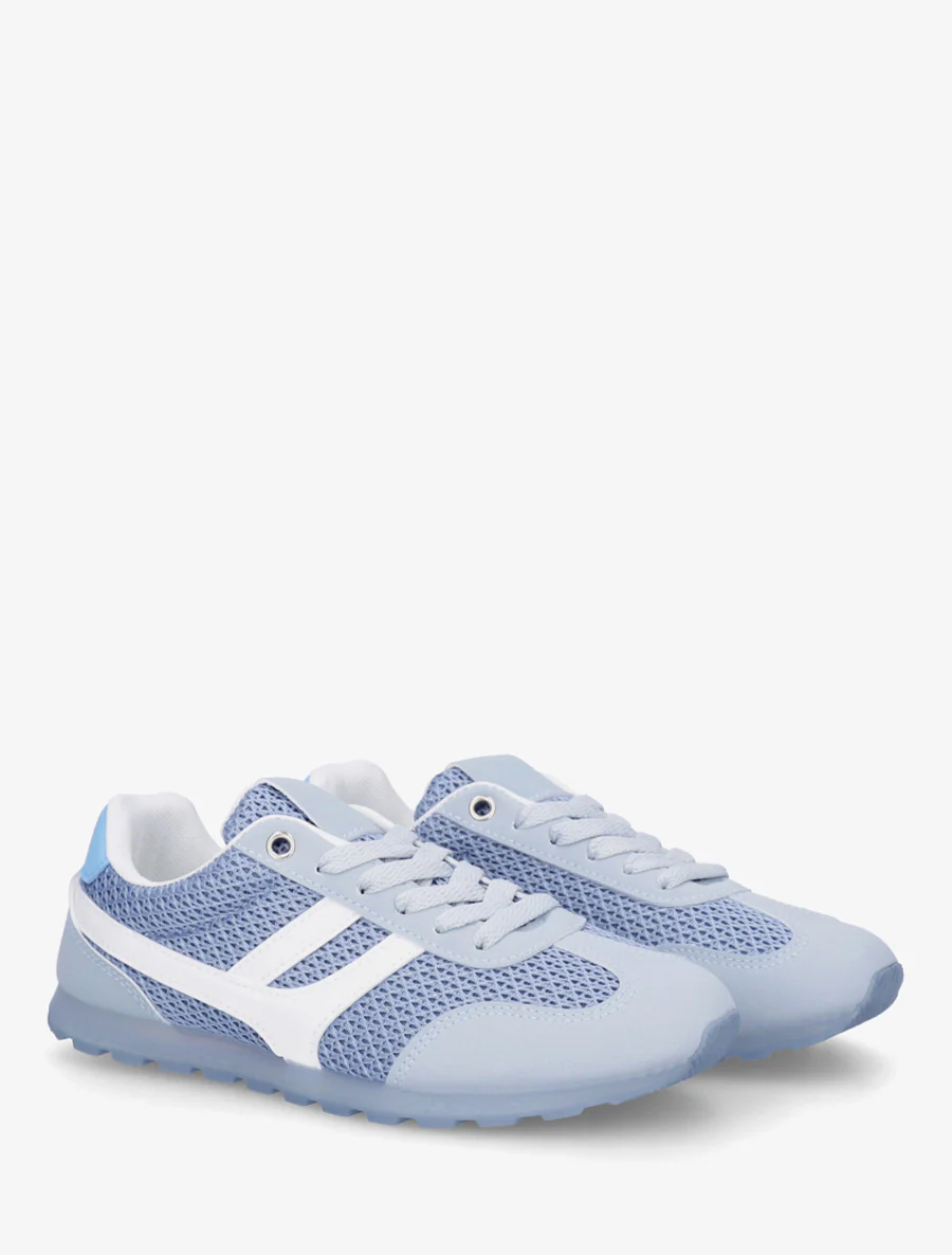 Sneakers van gestructureerde stof en suède. - Blauw - Image 4