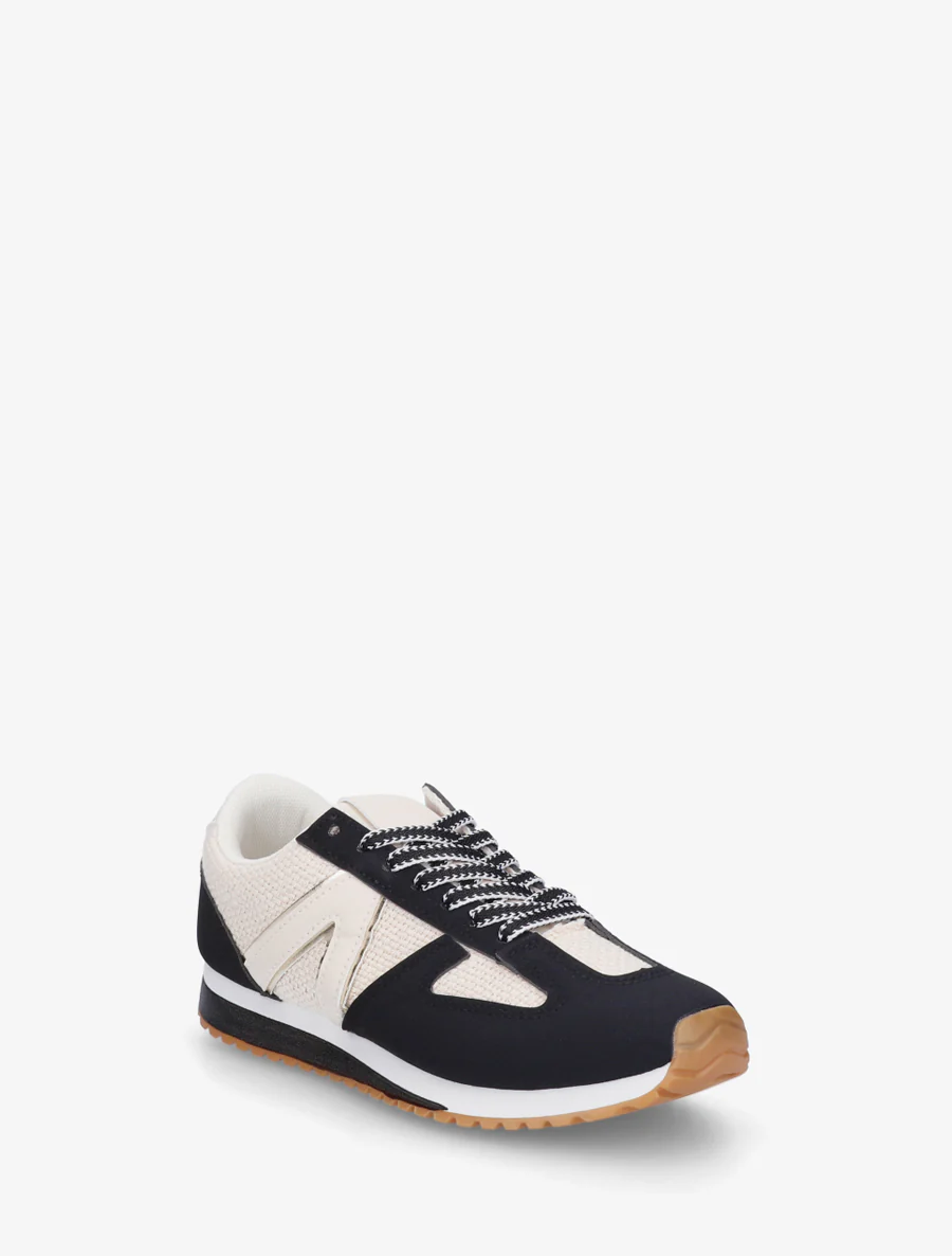 Sneakers van geweven canvas en imitatieleer - Zwart - Image 2
