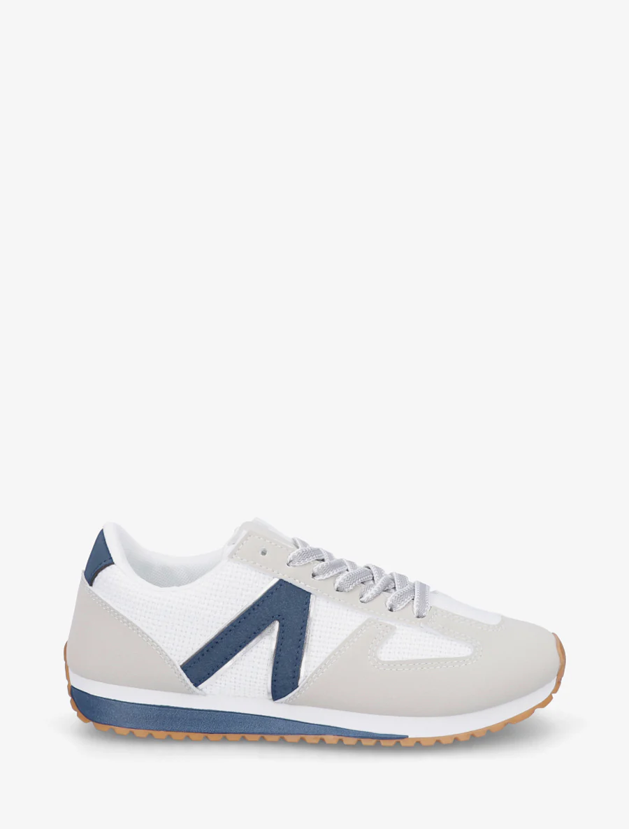 Sneakers van geweven canvas en imitatieleer - Wit