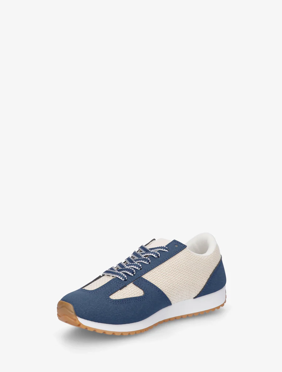 Sneakers van geweven canvas en imitatieleer - Donkerblauw - Image 3