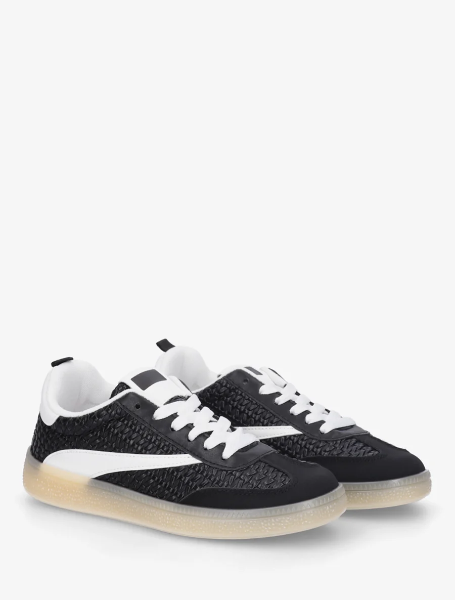 Sneakers van imitatie vlechtwerk - Zwart - Image 4