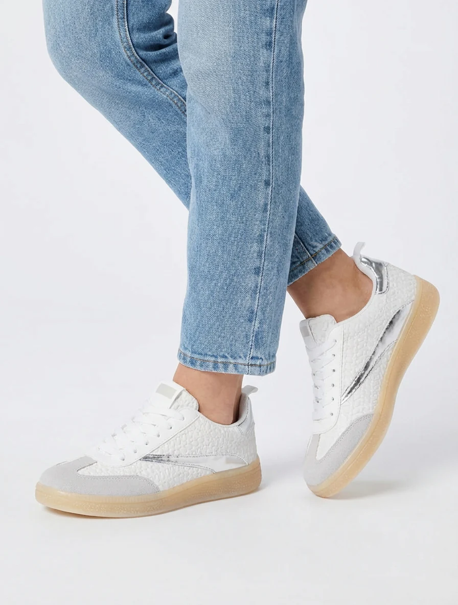 Sneakers van imitatie vlechtwerk - Wit - Image 5