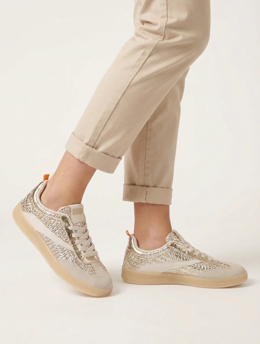 Sneakers van imitatie vlechtwerk - Goud - Image 5