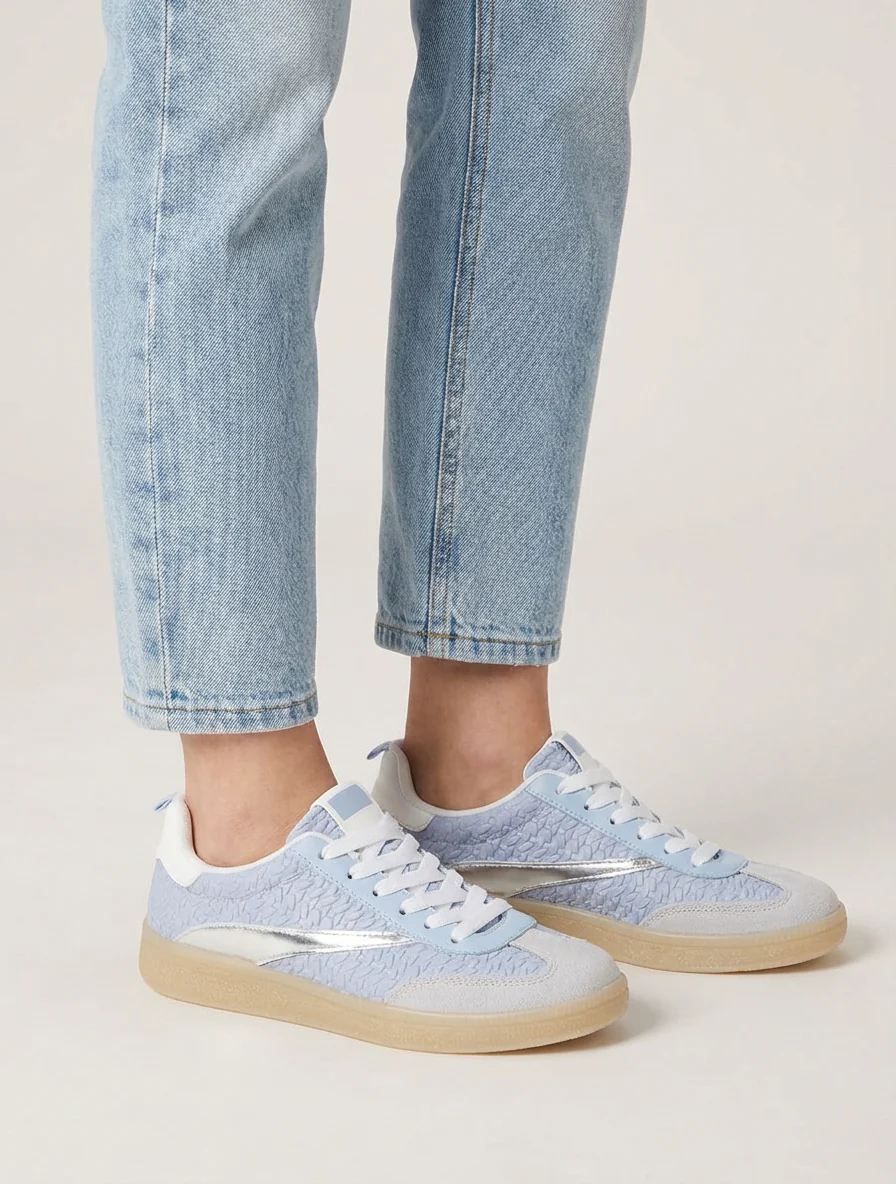 Sneakers van imitatie vlechtwerk - Lichtblauw - Image 5