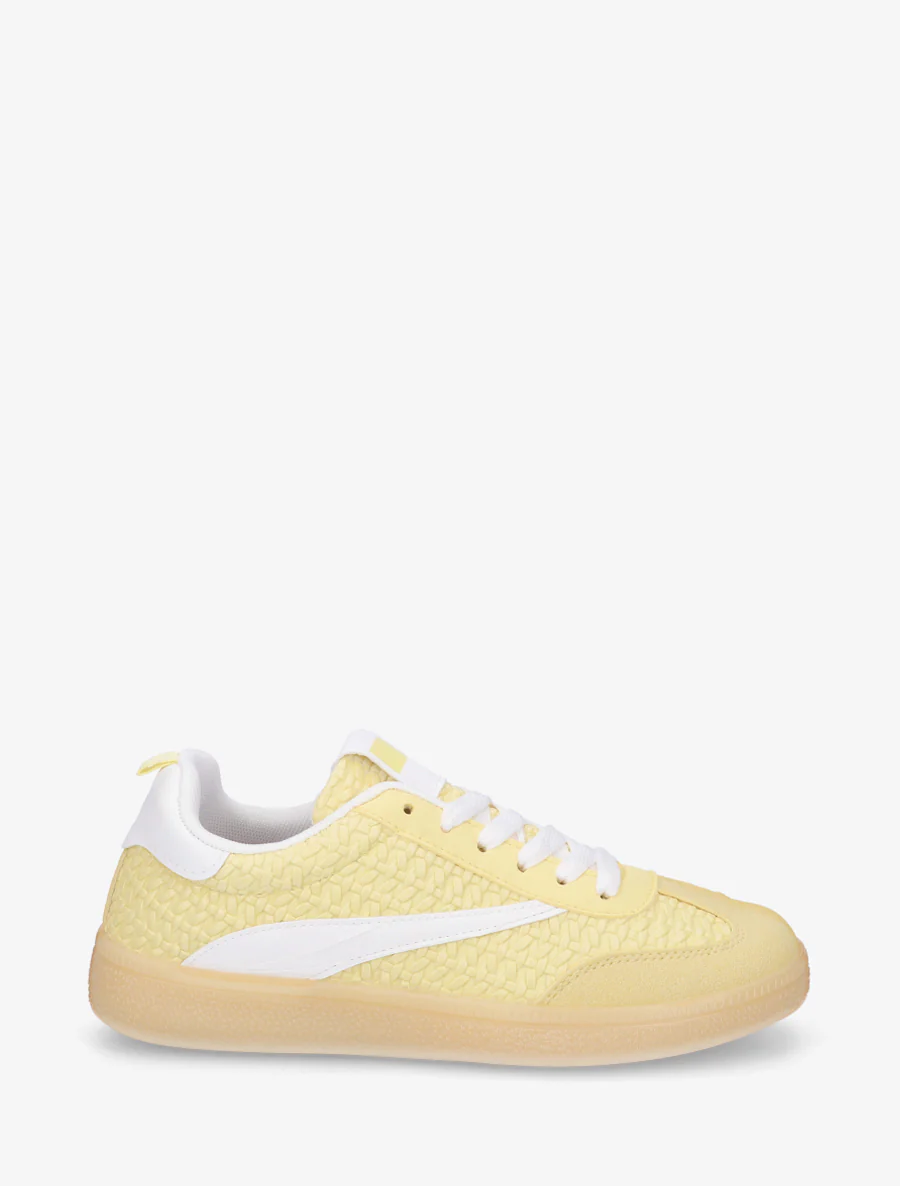 Sneakers van imitatie vlechtwerk - Geel
