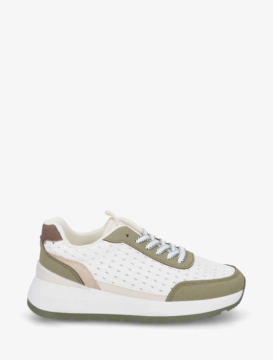 Sneakers van imitatie vlechtwerk - Kaki